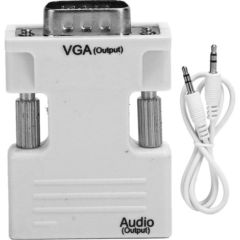 Adaptateur HDMI vers VGA Femelle Mâle avec Audio HD - Câble Convertisseur Blanc (1/5)