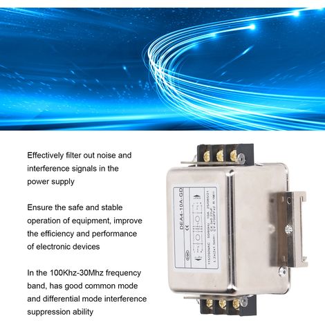 EMV-Entstörfilter 10 A, einphasig, 125 V/250 V, DIN-Schienenmontage (35 mm), Reduzierung elektromagnetischer Störungen, 1 Stück (1/5)