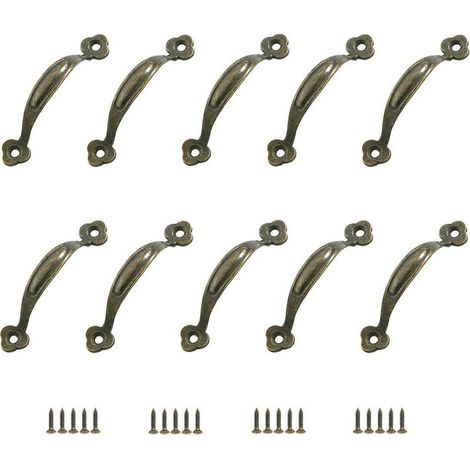 10 poignées de meubles rétro, boutons de porte, poignées de tirage, entraxe 80 mm, alliage de zinc rustique pour cuisine, porte de grange, abri de jardin, portes d'armoires et de tiroirs en boi (1/5)