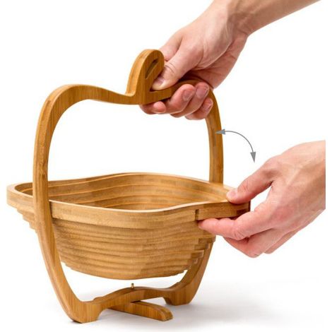 Corbeille À Fruits - Forme De Pomme - Bambou - Pour Cuisine Salle À Manger - 30 X 27 X 22 5 Cm - 1 Pièce (1/5)