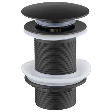 Bonde de lavabo universelle noire à clapet avec fonction de trop-plein automatique, adaptée aux lavabos, baignoires et salles de bains.