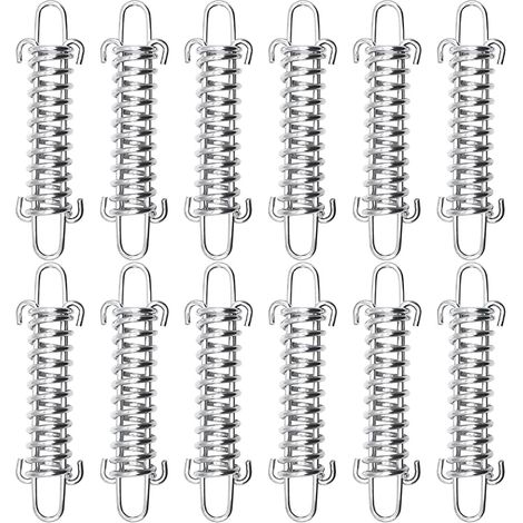 Tendeur à Ressort 12 Pièces Ressort pour Auvent Ressort pour Tente Tendeur Ressort de Voile Ressort de Tension avec Double Crochet pour la randonnée Camping Pêche Pique-Nique Voyager
