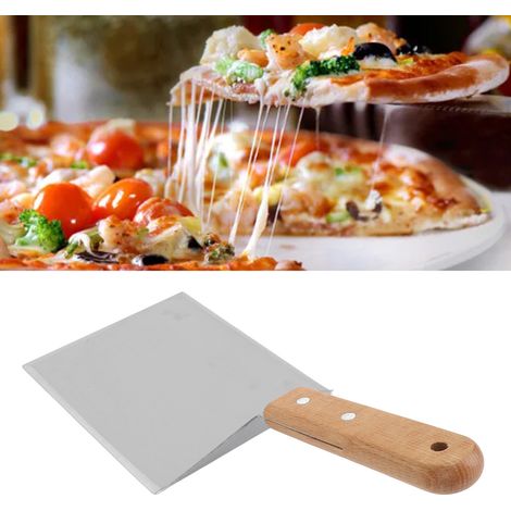 Pizzaspatel, Topfspatel, Kuchenspatel, quadratischer Spatel aus Edelstahl – Holzgriff (1/5)
