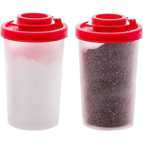 Salière et Poivrière - Noname - Lot de 2 - Plastique Résistant à l'Humidité - 10,5x5,5 cm - Transparent (1/4)
