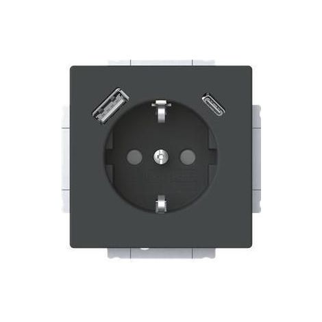 Busch-Jaeger USB SCHUKO Steckdose schwarz mit USB-Ports