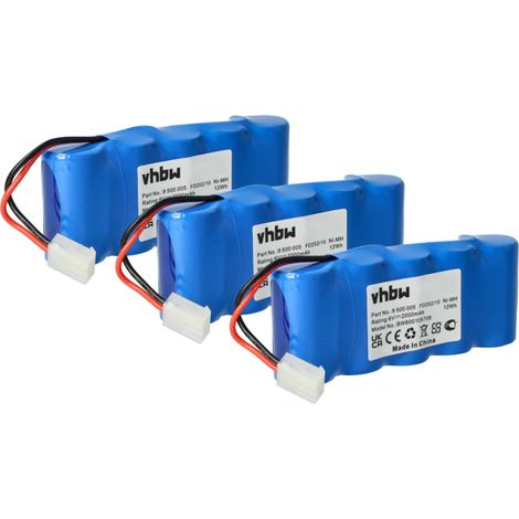 vhbw 3x Ni-MH Batterie 2000mAh (6V) pour outils Somfy K8, Somfy K10, Somfy K12 comme Bosch 9 500 005, 9000163, FD252/10.