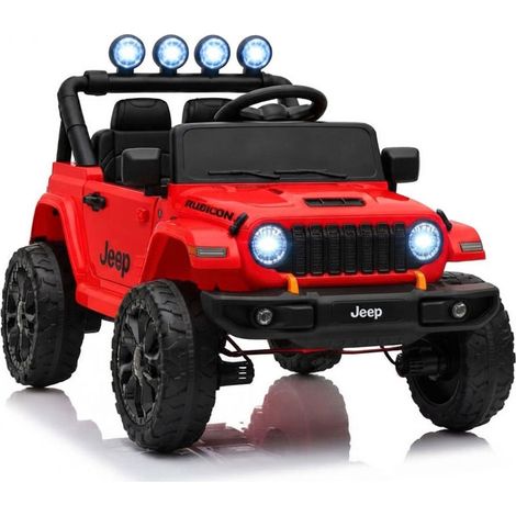Macchina Elettrica per Bambini Licenza Jeep Wrangler Rubicon 12V con Sedili in Pelle e Telecomando Rosso (1/5)