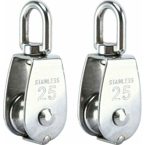 Poulie de levage en acier inoxydable 304 – Charge maximale 150 kg – Diamètre de roue 25mm – Rotation 360° pour usage professionnel – Lot de 2 (1/5)