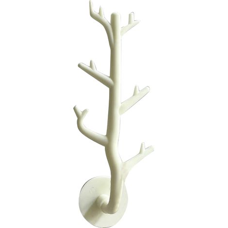 Tree Branch Wall Storage Hook Thickened PP High Load Bearing Wall Mounted Simulation Tree Branch Hanger for Jewelry Bags Beige (1/5)