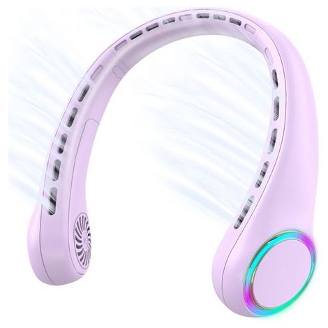 Ventilateur de cou portable rechargeable par USB, silencieux et suspendu pour le sport, avec lumières colorées, petit ventilateur sans pales (1/5)