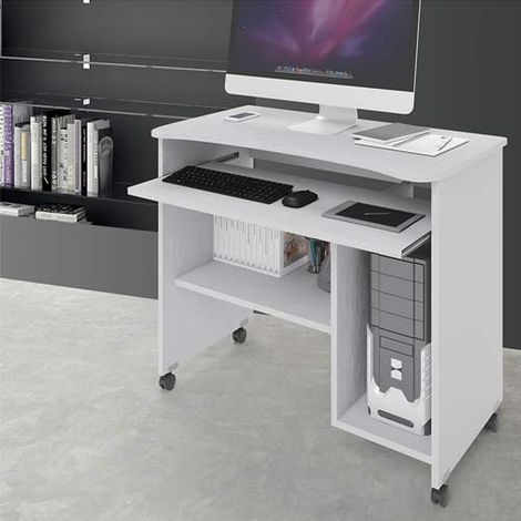 Scrivania ufficio porta computer con ruote e ripiano (1/3)