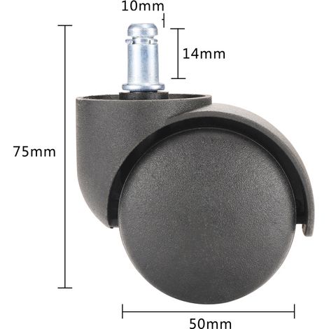 Roulettes de rechange pour chaises de bureau IKEA, lot de 5, 10 mm x 22 mm, roulettes silencieuses, roulettes universelles robustes. (1/5)