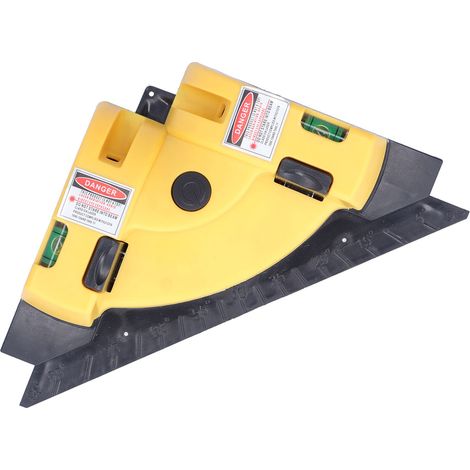 Niveau Laser à Angle Droit 90° Ligne Laser Équerre avec 2 Ventouses pour Menuiserie Jaune (1/5)
