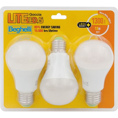 LAMPADA LED CF.3PZ GOCCIA E27 13W 3000K BEGHELLI LITE LED 58042