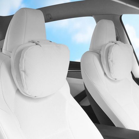 Auto Nackenkissen 2 Stück, ergonomisch, weich, atmungsaktiv, weiß (1/5)