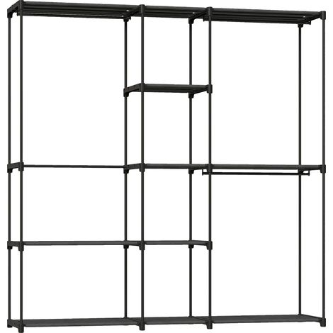 Organisateur de garde-robe, rangement spacieux, cadre en métal robuste, noir (1/2)