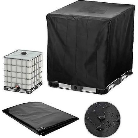 Cubierta antipolvo para tanque de agua IBC de 1000 l, cubierta de aluminio para contenedor (negro)