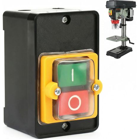 Commutateur à Bouton Poussoir, AC 220V/380V 10A Interrupteur à Bouton de Commande de Puissance étanche Bouton Marche Arret Machine Outil Interrupteur Machine Outil (1/4)