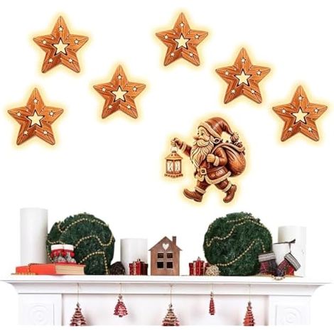 Générique Décor mural de Noël lumineux Décoration Lumineuse de Fête en Bois (1/5)