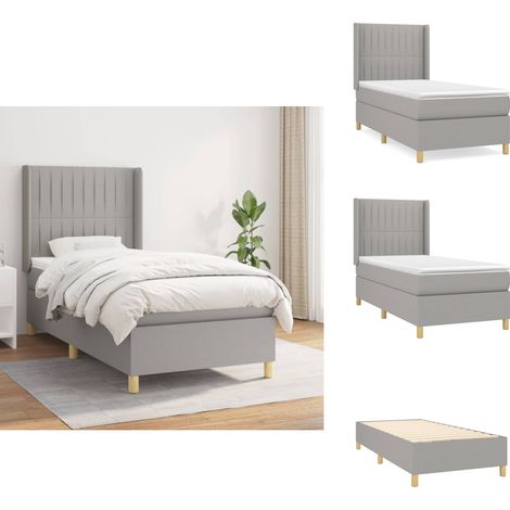 Boxspringbett mit Matratze Hellgrau 90x200 cm Stoff - Boxspringbett - Doppelbett - Bettenrahmen - Schlafsystem - Lattenrost (1/5)