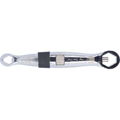 Clé mixte double à fourche et à œil, acier au chrome-vanadium forgé, haute dureté, extrémités interchangeables, métrique et pouce, 12 pans (1/5)