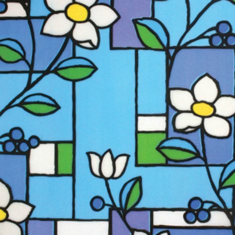 Pellicola Privacy effetto colorato a fiori per Finestre Vetri Autoadesive Anti-UV Controllo Calore Misura - 90cm x 150cm