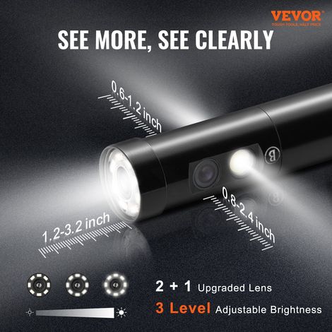 Caméra Endoscope à Triple Objectif Inspection Endoscopique Écran IPS 12,7 cm Écran Divisé Lumières LED Zoom 8x Câble Semi-Rigide 5… (1/5)
