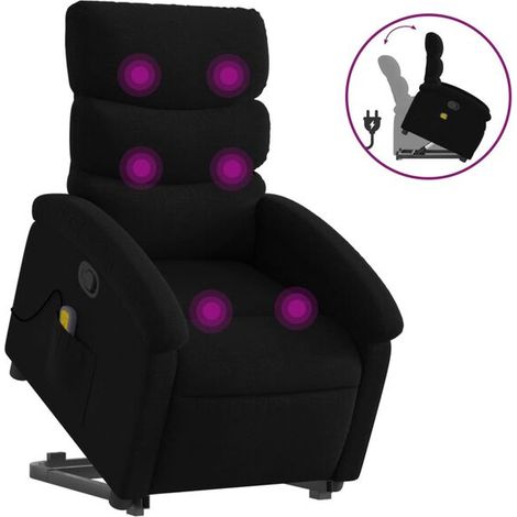 Chaise de massage ergonomique en tissu noir – Fonction chauffage, rouleaux cervicaux et lombaires, intensité réglable, design moderne pour salon ou bureau (1/5)