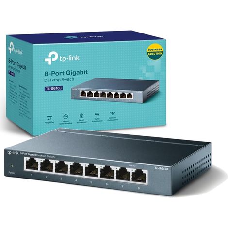 TP-Link TL-SG108 commutateur réseau Non-géré L2 Gigabit Ethernet (10/100/1000) Noir