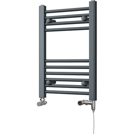 Zennor - Anthracite Dual Fuel Towel Rail H600mm x W400mm Standard - Straight (1/3)