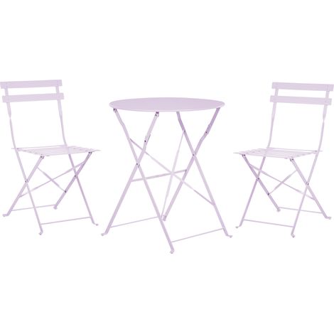 Conjunto de balcón de metal violeta mesa redonda sillas de acero exterior Fiori (1/5)