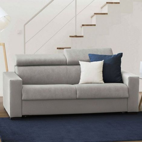 Talamo Italia Canapé fixe Alexandra, Canapé 2 places, 100% Made in Italy, Canapé Salon, en tissu matelassé, avec appuis-tête réglables et accoudoirs fins, Cm 180x95h85, Gris, avec emballage renforcé (1/4)