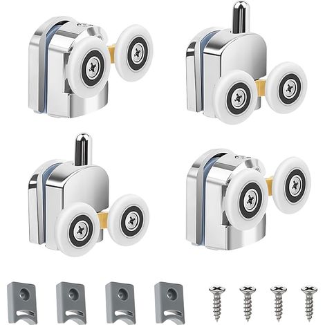 Duschtürrollen, Set mit 4 Doppel-Duschtürrollen 23 mm, langlebig und leise, für Glastüren mit einer Dicke von 3 bis 6 mm (23 mm). (1/5)