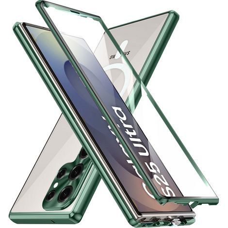 Custodia magnetica a doppio vetro MagSafe per Samsung Galaxy S25 Ultra, verde (1/5)