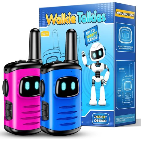 2 Walkie-Talkie Enfant, Design Ergonomique 81g, Portée 300m, Jeu Extérieur Intérieur, Cadeau Fille Garçon 3-10 Ans