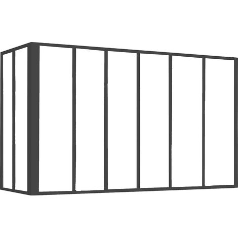 Vetrata angolare L180 x L60 x H130 cm in Alluminio termolaccato Nero Stile atelier - BAYVIEW