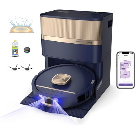 Robot aspirateur 2-en-1, Filtre HEPA Anti-allergène, Base Auto-vidante, Tampon Auto-nettoyant et séchant, Stain Detect, Dirt Detect, Bleu Marine, RV3025XEEUBL (1/5)