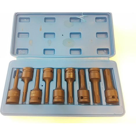 Trade Shop - Set 8 Pz Bussole Esagonali A Impatto Per Avvitatori Utensili Aria 1/2" Tipo H -