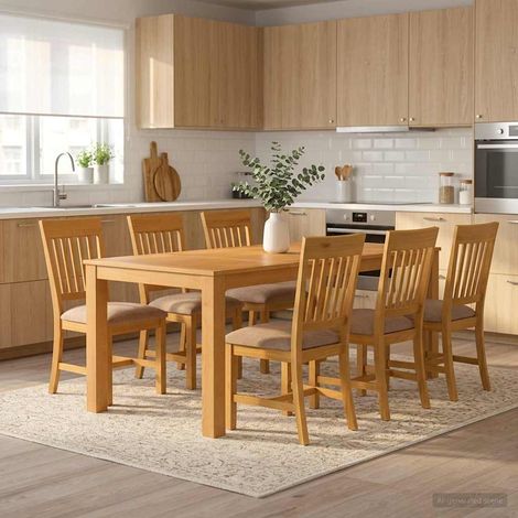 vidaXL Ensemble de salle à manger 7 pc Gris Bois de chêne massif (1/5)