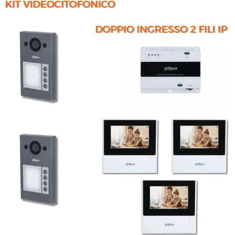 Dahua Kit videocitofonico Doppio ingresso 2 Fili IP - Posto esterno VTO3312Q-P + Monitor 4.3" VTH2612L-W Nr.03 Monitor