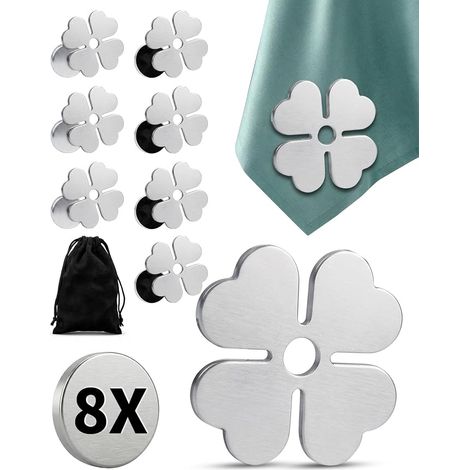 LAOYE Pince Nappe Exterieur 8X Poids de Nappe en Acier Inoxydable Résistants Attache Nappe Robustes accroche Nappe pour Toutes Les Tables Jardin, Balcon et intérieur - env. 55g(trèfle) (1/5)