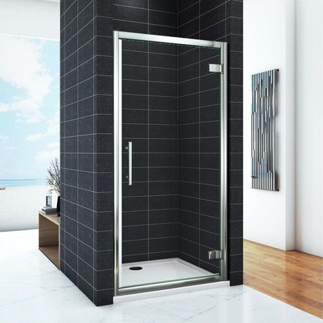 Porta Doccia Battente Per Nicchia Verso Esterno In Vetro Temperato Trasparente 6mm Telaio Alluminio Cromato Lucido 80x185cm (1/5)