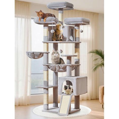 Arbre À Chat XXL 193 cm, 3 Plateformes Grandes avec Coussins (1/5)