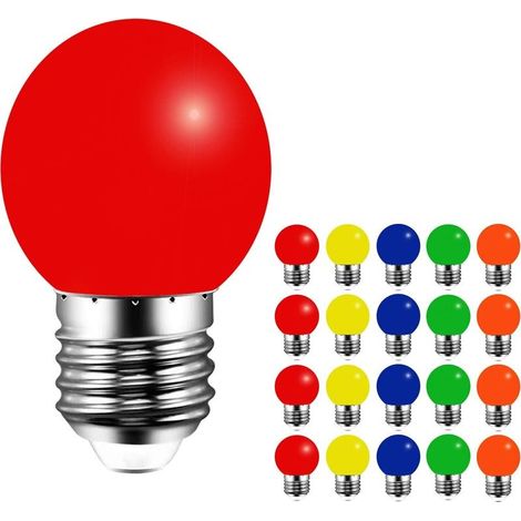 20 Pack E27 3W Golf Ball Colorful LED Bulbs, AC220V, Non-Dimmable, Plastic Cover, Indoor Outdoor Multicolor Bulb String Wedding Party Bar Atmosphere Decoration (1/5)