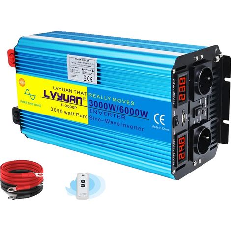 Onduleur, Onde Sinusoïdale Pure, Télécommande, 6000W 24V 2EU (1/2)