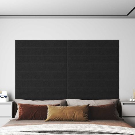 Wandkopfteilen 12 pcs Schwarz 90 x 15 cm Stoff