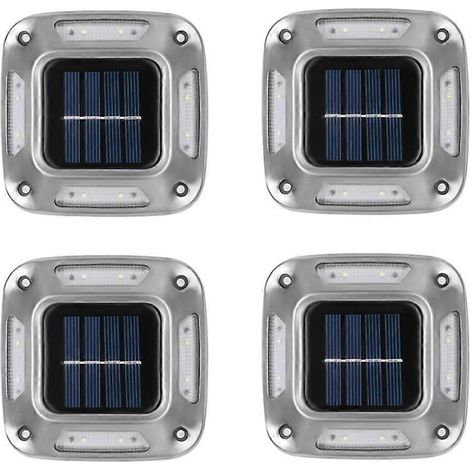 Set mit 4 Solar-Gartenleuchten mit 8 LEDs (warmweißes Licht), ideal für Gehwege und Innenhöfe. (1/5)