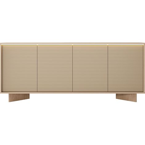 Buffet 4 portes avec LEDs en MDF - Beige et Naturel clair - MAYRONA (1/3)