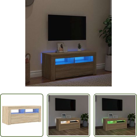 LED-Leuchten - TV-Schrank mit LED-Leuchten Sonoma-Eiche 90x35x40 cm (1/5)