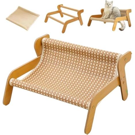 The Claw Lounge – Chaise en sisal pour Chat, Chaise 2 en 1 pour Chat d'intérieur, hamac pour griffoir, lit en sisal résistant à l'usure (kaki2) (1/5)